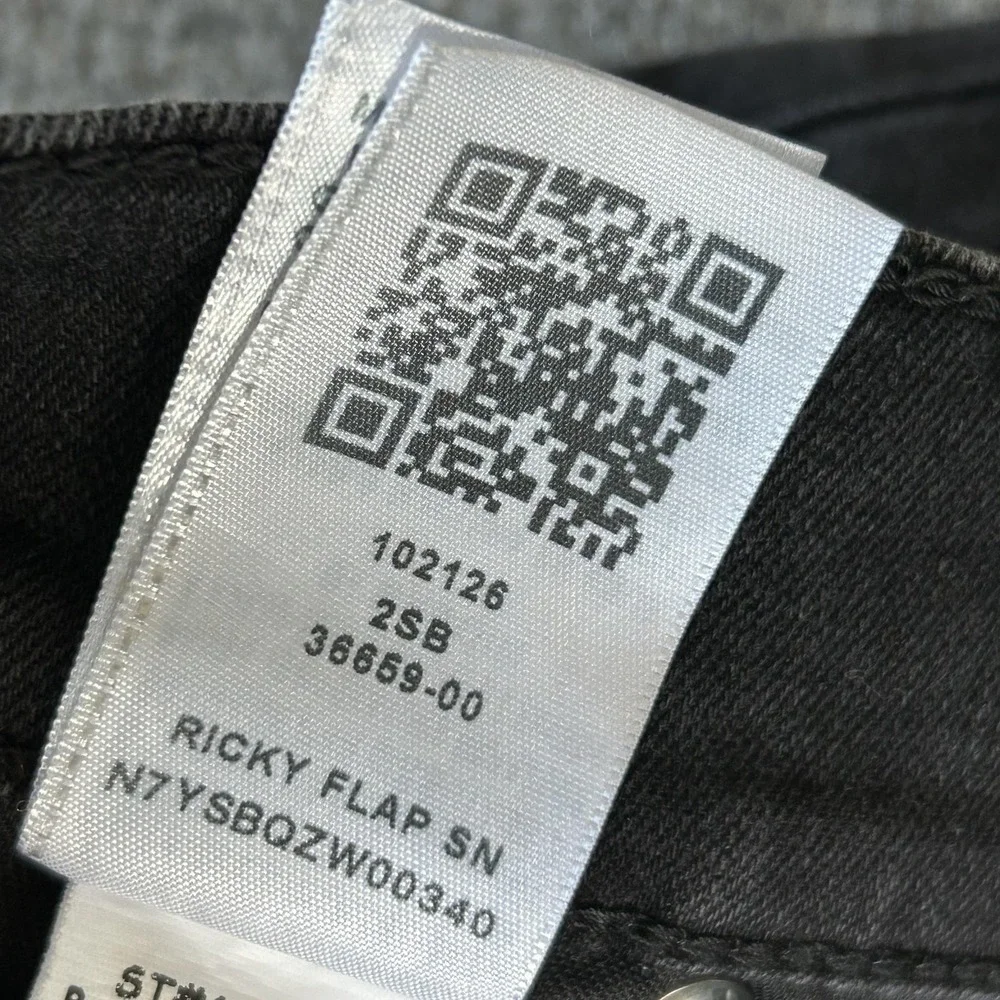 True Religion Ricky Relaxed Straight Jeans Mens 36x33 Black Rinse Flap‎ Pockets